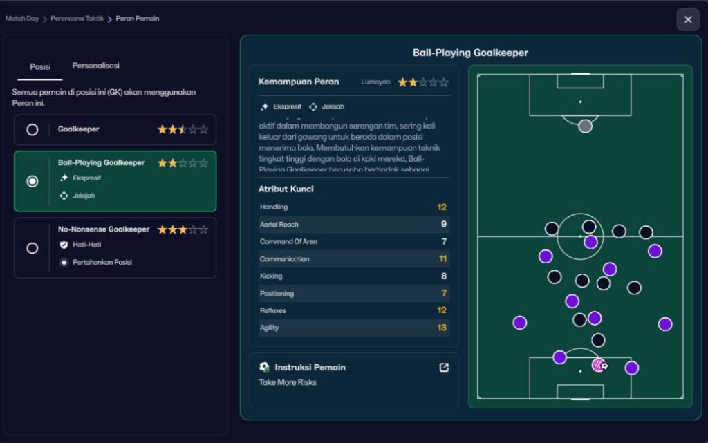 Ball Playing Goalkeeper salah satu kiper modern di FM26