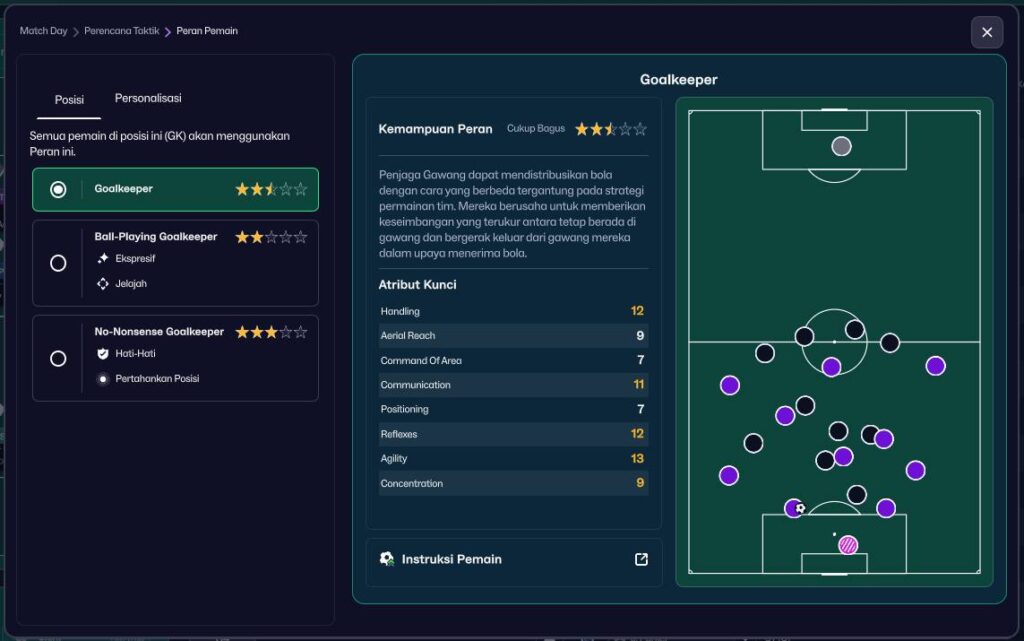 Goalkeeper Standar di kiper modern di FM26