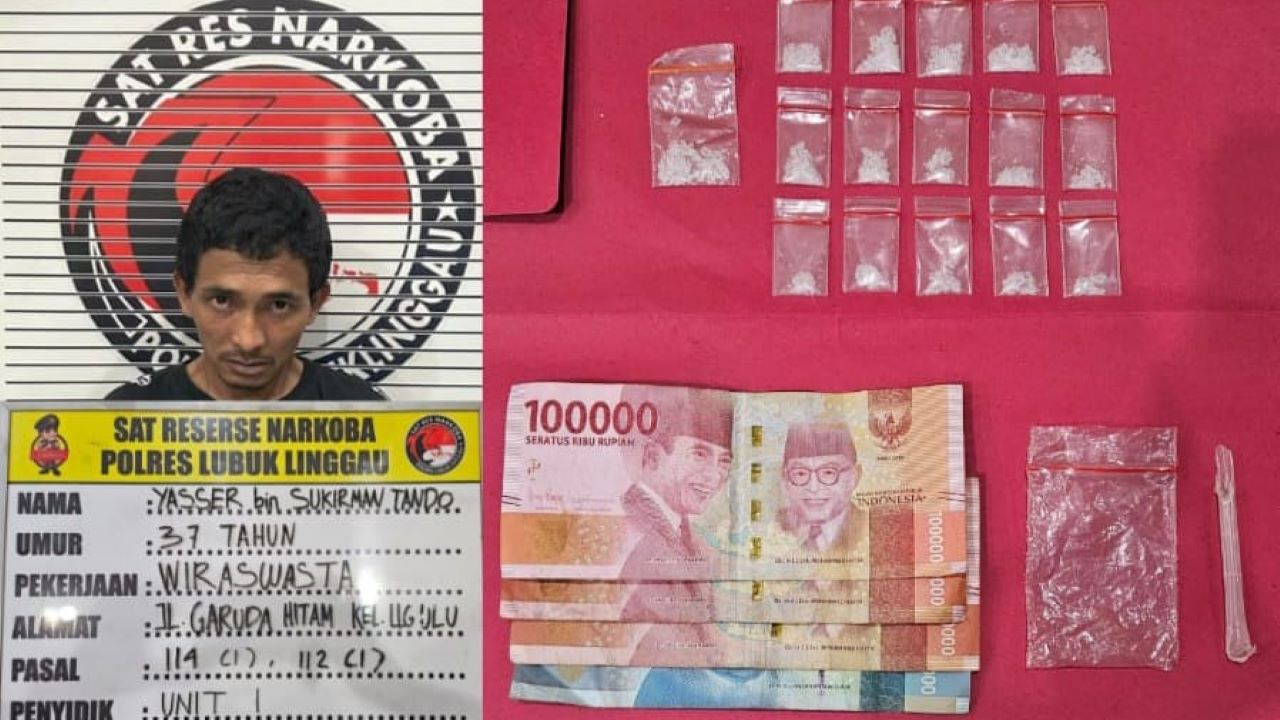 Aparat Sat Resnarkoba Lubuk Linggau saat mengamankan tersangka pengedar sabu
