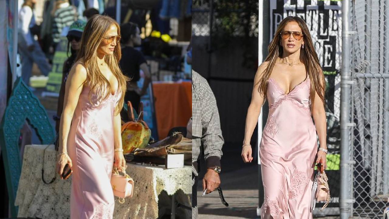 Jennifer Lopez tampil elegan dengan gaun renda pink saat menikmati momen bersama keluarga.